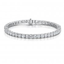 Buy 1.00Ct Rub Over Set Tennis Bracelet with Diamonds in 18K White Gold from