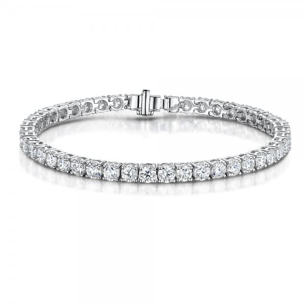 Buy 1.00Ct Rub Over Set Tennis Bracelet with Diamonds in 18K White Gold from