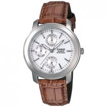 Buy Casio Men's Core MTP1192E-7A Brown Leather Quartz Watch with White Dial from Casio