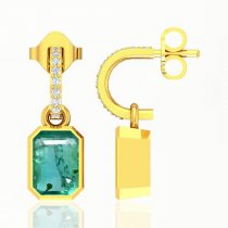 Buy Emerald Octagon 0.67Cts Brilliant Diamond Cluster Pendant In 18K White & Yellow Gold from