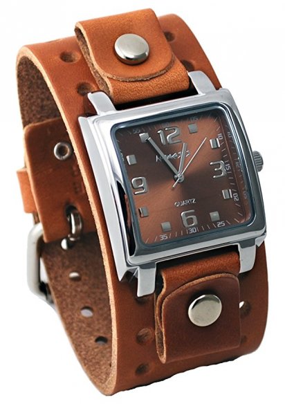 Buy Nemesis Men's Brown Wide Leather Cuff Band Analog Brown Dial Watch from Nemesis