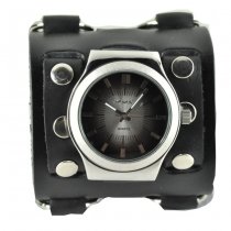 Buy Nemesis Men's Wide Sunrise Black Leather Cuff Watch from Nemesis