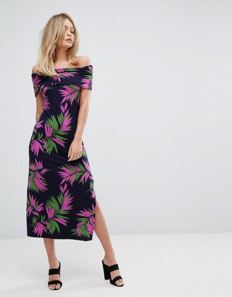 Buy Warehouse Graphic Palm Print Midi Dress 3 from